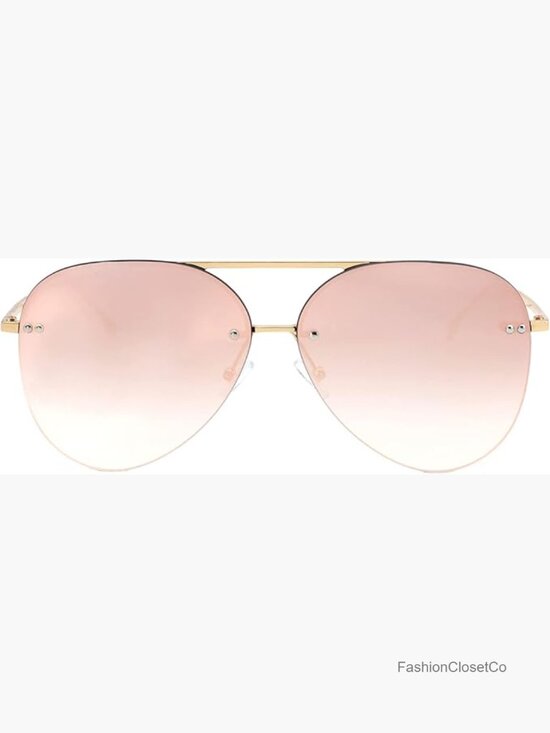 Retro Rimless Aviator Sunglasses Oversized UV400 Gradient Mirrored Lens main image 4